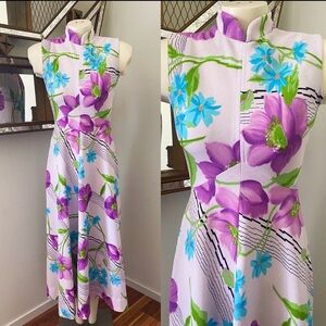 Vintage 70s Floral Sleeveless Dress